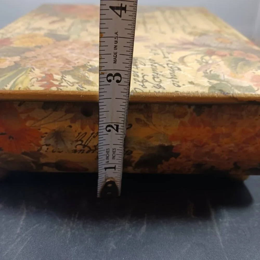 Vintage Floral Decoupage Box/Wood Decor Box Lidded